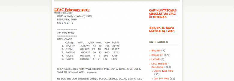 LYAC LY Activity Contest on VHF